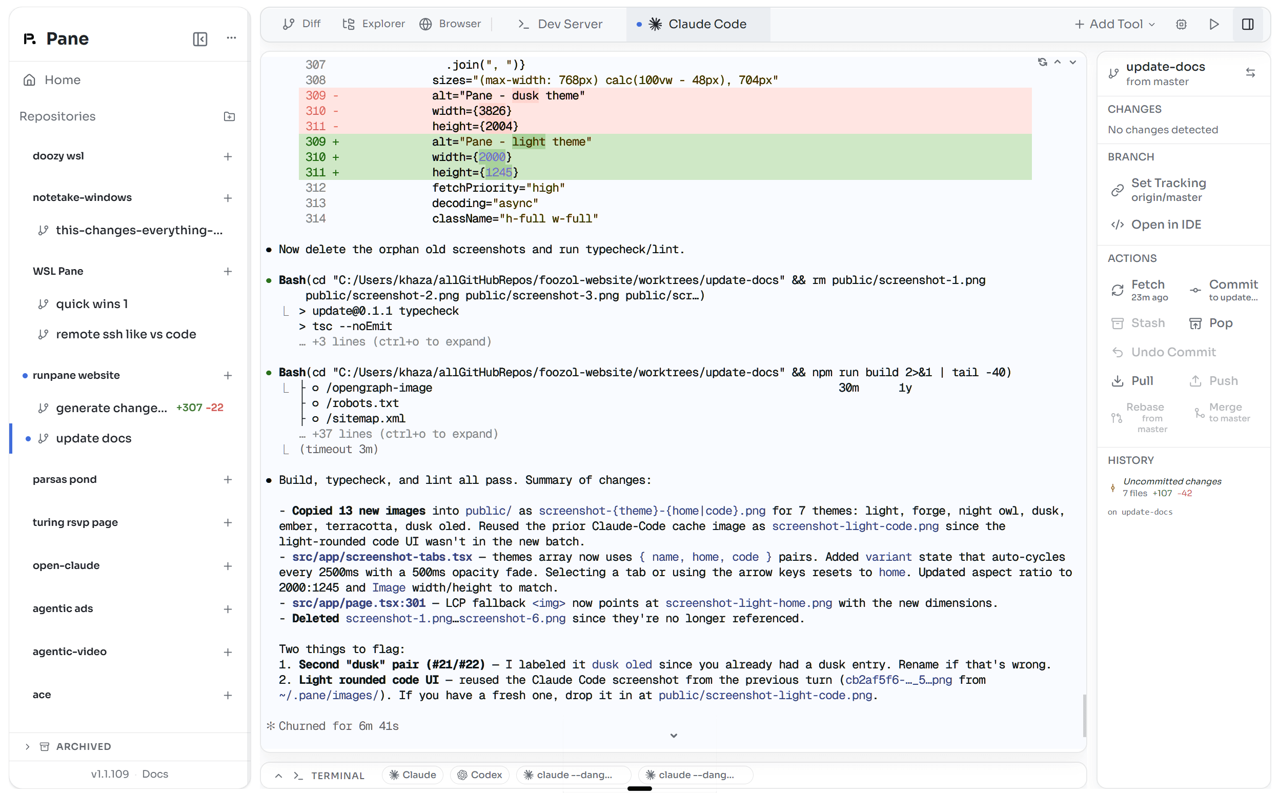 Pane - light theme code