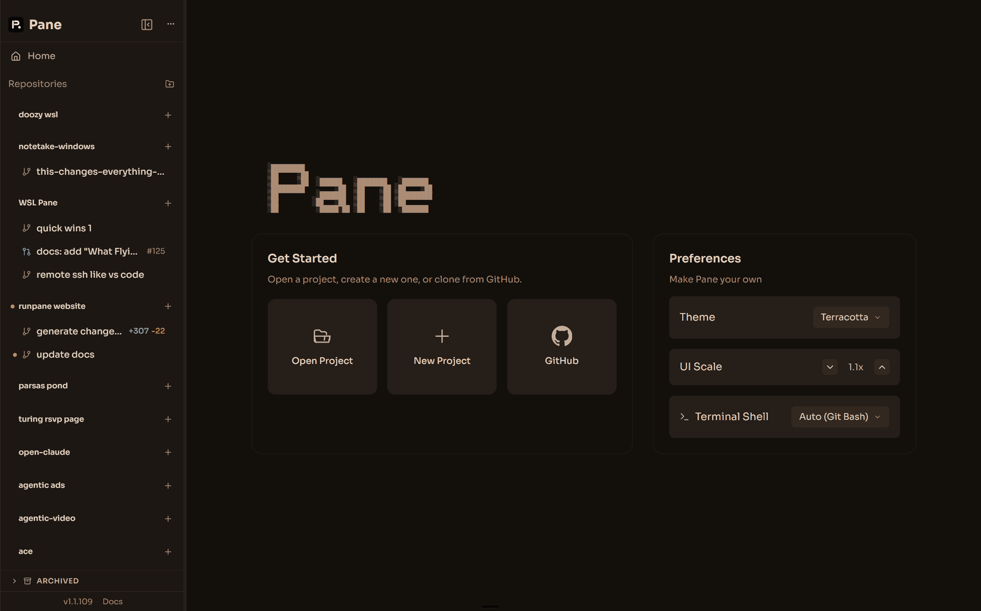 Pane - terracotta theme home